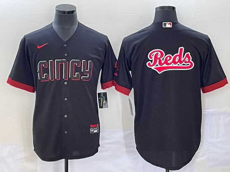Mens Cincinnati Reds Big Logo Black 2023 City Connect Cool Base Stitched Jerseys->cincinnati reds->MLB Jersey
